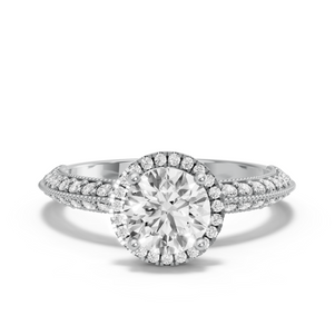 Image for Round Pave Halo Ring with Knife Edge Pave band