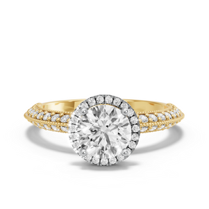 Image for Round Pave Halo Ring with Knife Edge Pave band