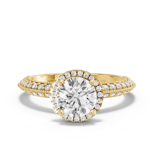 Image for Round Pave Halo Ring with Knife Edge Pave band