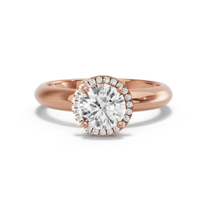 Image for Round Pave Halo Ring with Knife Edge Solitaire band