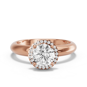 Image for Round Pave Halo Ring with Knife Edge Solitaire band