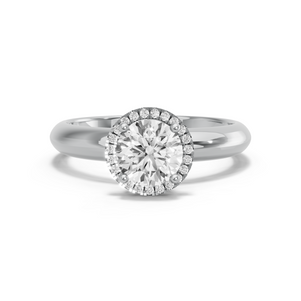 Image for Round Pave Halo Ring with Knife Edge Solitaire band in 14K White Gold
