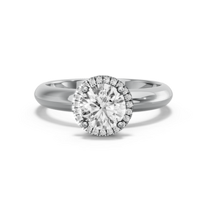 Image for Round Pave Halo Ring with Knife Edge Solitaire band