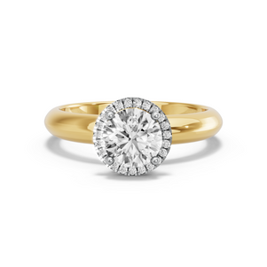 Image for Round Pave Halo Ring with Knife Edge Solitaire band