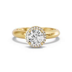 Image for Round Pave Halo Ring with Knife Edge Solitaire band