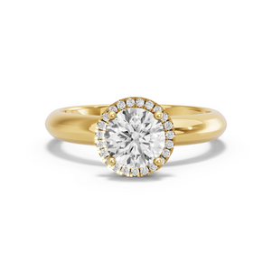 Image for Round Pave Halo Ring with Knife Edge Solitaire band in 18K Yellow Gold