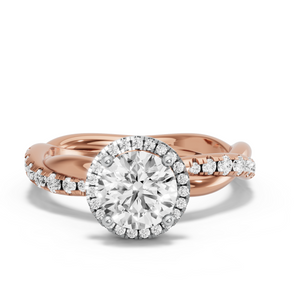 Image for Round Pave Halo Ring with Rope Pave band