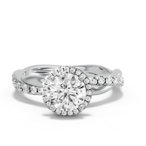 Image for Round Pave Halo Ring with Rope Pave band