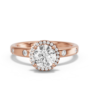 Image for Round Pave Halo Ring with Sleek Accent band