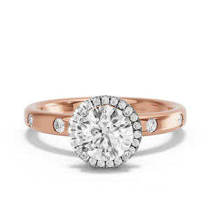 Image for Round Pave Halo Ring with Sleek Accent band