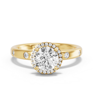 Image for Round Pave Halo Ring with Sleek Accent band