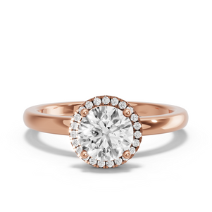 Image for Round Pave Halo Ring with Solitaire band