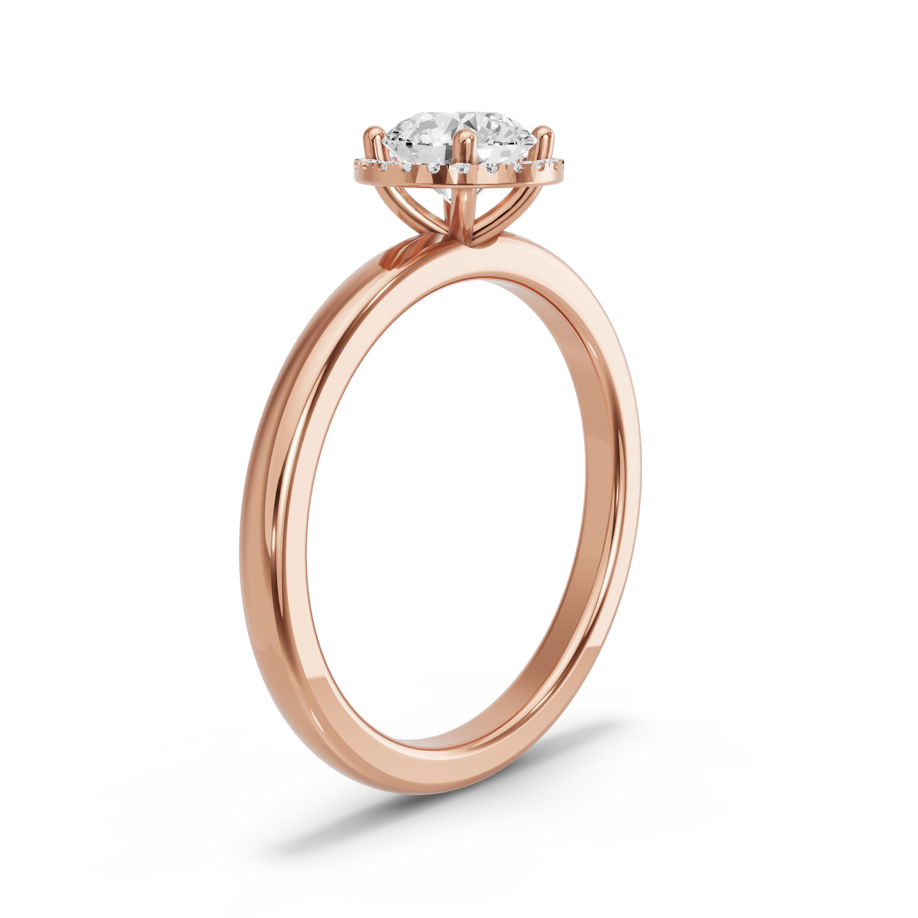 Image for Round Pave Halo Ring with Solitaire band in 14K Rose Gold