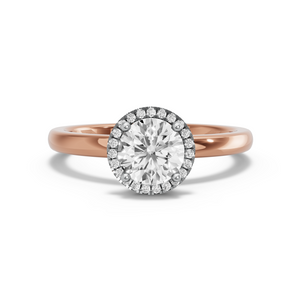 Image for Round Pave Halo Ring with Solitaire band in 14K Two Tone Rose Gold
