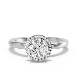 Image for Round Pave Halo Ring with Solitaire band