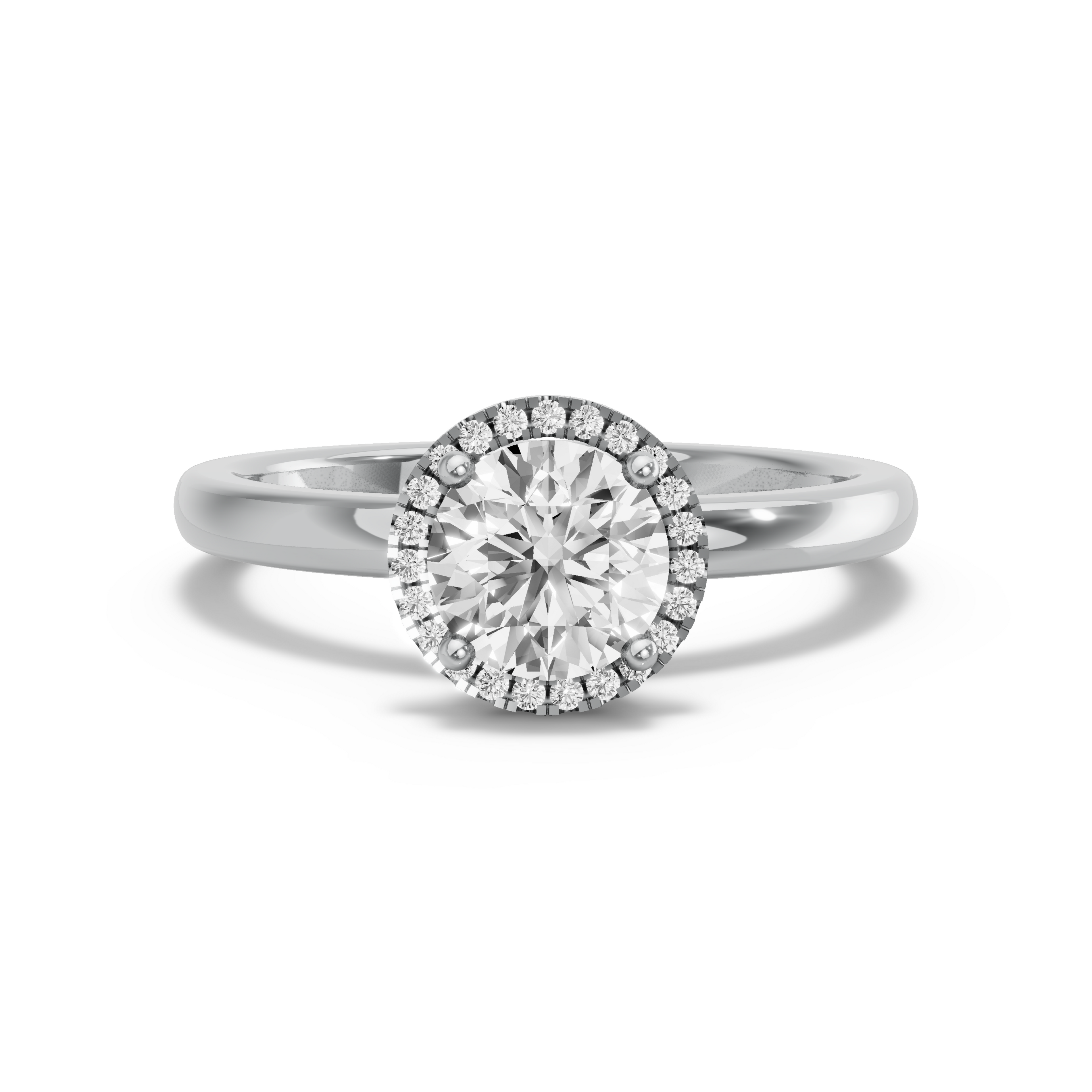 Image for Round Pave Halo Ring with Solitaire band in 950 Platinum