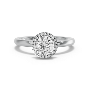 Image for Round Pave Halo Ring with Solitaire band