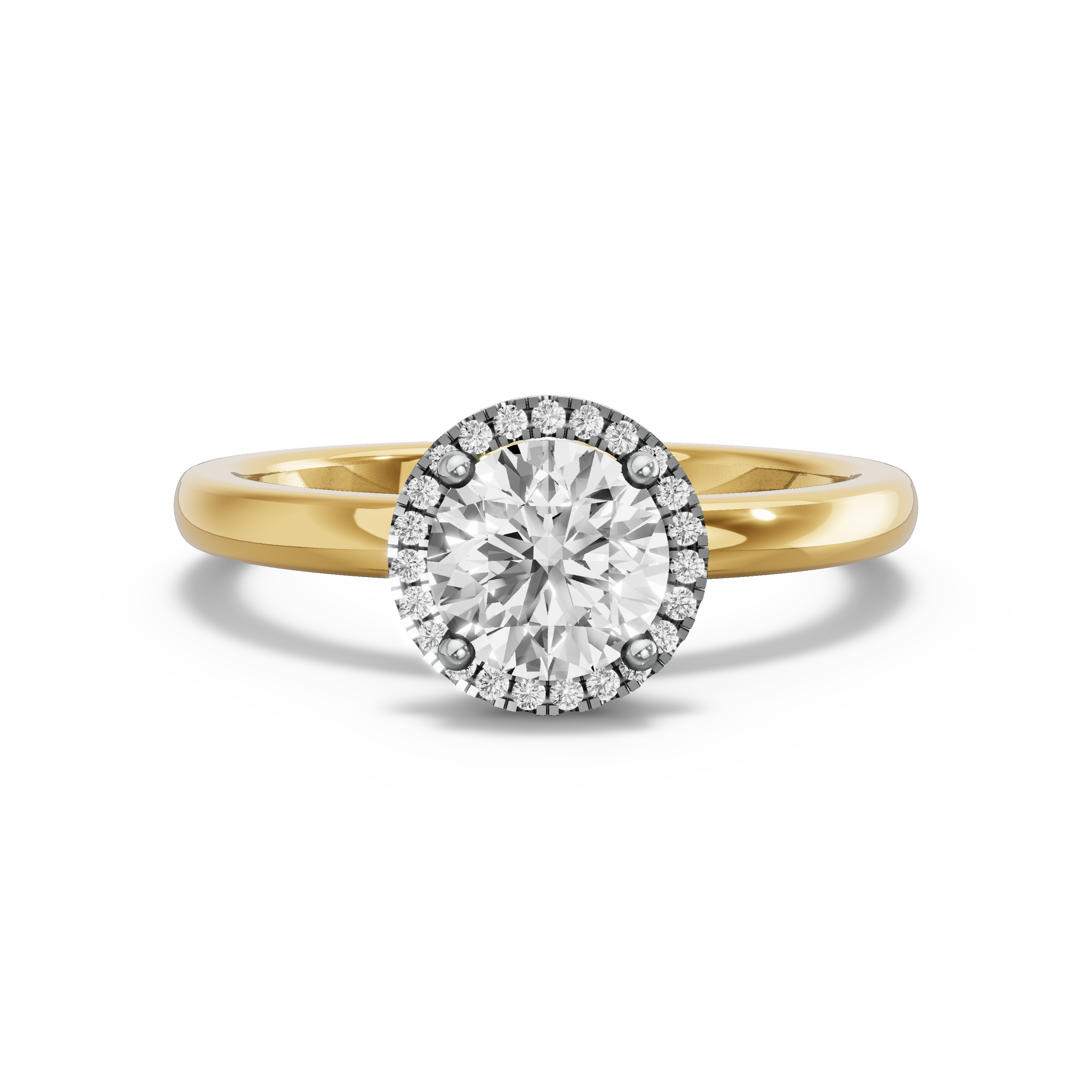 Image for Round Pave Halo Ring with Solitaire band in 14K Two Tone Yellow Gold