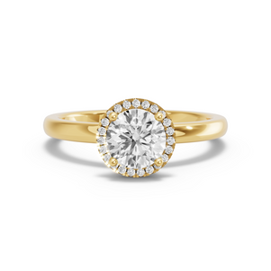 Image for Round Pave Halo Ring with Solitaire band