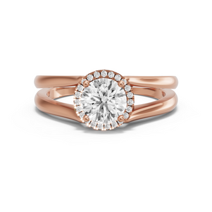 Image for Round Pave Halo Ring with Split Ring Solitaire band