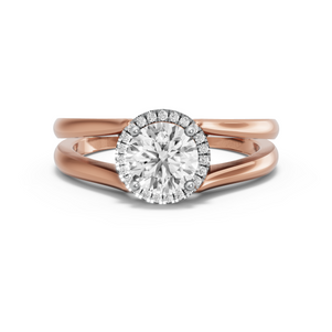 Image for Round Pave Halo Ring with Split Ring Solitaire band