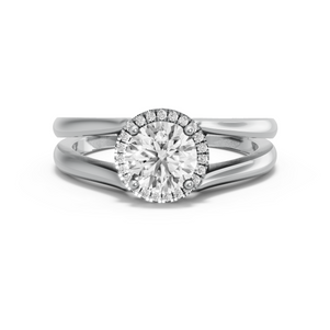 Image for Round Pave Halo Ring with Split Ring Solitaire band