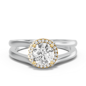 Image for Round Pave Halo Ring with Split Ring Solitaire band