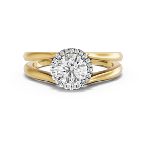 Image for Round Pave Halo Ring with Split Ring Solitaire band
