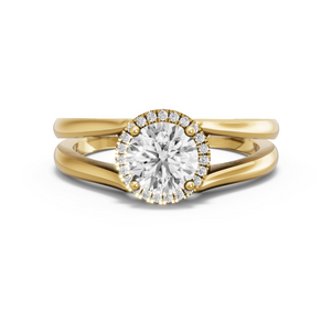 Image for Round Pave Halo Ring with Split Ring Solitaire band