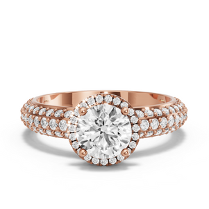 Image for Round Pave Halo Ring with Triple Row Pave band