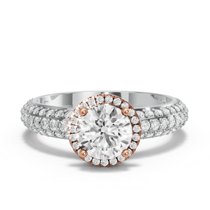 Image for Round Pave Halo Ring with Triple Row Pave band