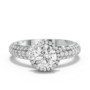 Image for Round Pave Halo Ring with Triple Row Pave band