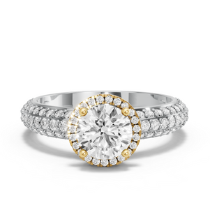 Image for Round Pave Halo Ring with Triple Row Pave band