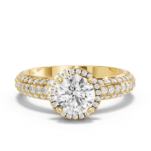 Image for Round Pave Halo Ring with Triple Row Pave band