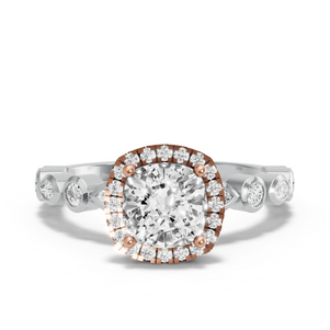Image for Square Cushion Pave Halo Ring with Alternating Marquise band