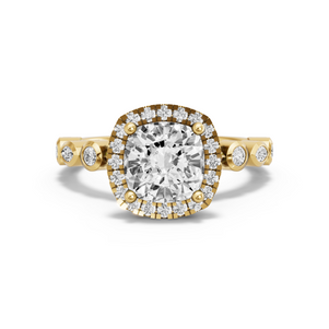 Image for Square Cushion Pave Halo Ring with Alternating Marquise band
