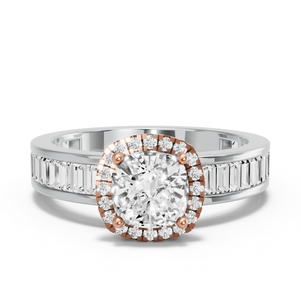 Image for Square Cushion Pave Halo Ring with Baguette Channel band