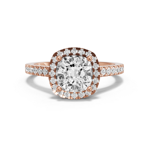 Image for Square Cushion Pave Halo Ring with Cathedral Pave band