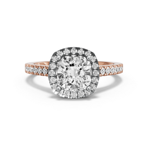 Image for Square Cushion Pave Halo Ring with Cathedral Pave band