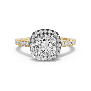 Image for Square Cushion Pave Halo Ring with Cathedral Pave band
