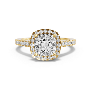 Image for Square Cushion Pave Halo Ring with Cathedral Pave band