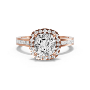 Image for Square Cushion Pave Halo Ring with Channel band