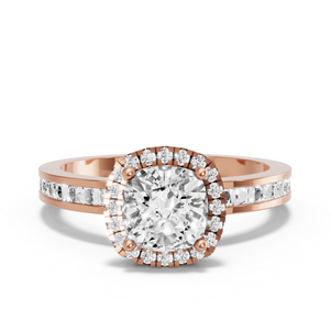 Image for Square Cushion Pave Halo Ring with Channel band