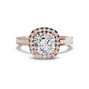 Image for Square Cushion Pave Halo Ring with Channel band in 18K Rose Gold