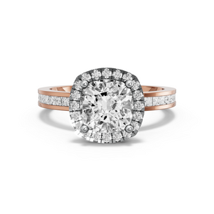 Image for Square Cushion Pave Halo Ring with Channel band