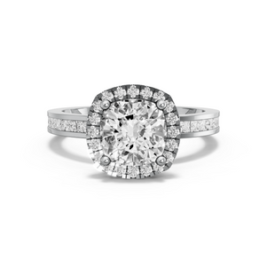 Image for Square Cushion Pave Halo Ring with Channel band