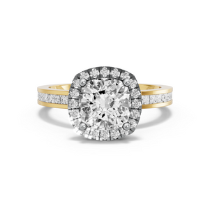 Image for Square Cushion Pave Halo Ring with Channel band