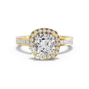 Image for Square Cushion Pave Halo Ring with Channel band