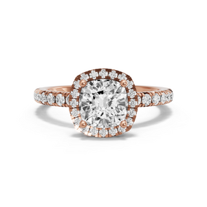 Image for Square Cushion Pave Halo Ring with French Pave band