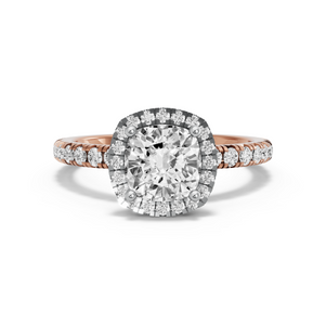 Image for Square Cushion Pave Halo Ring with French Pave band